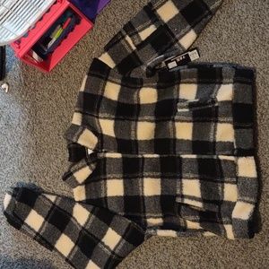 Zip up fluffy flannel jacket